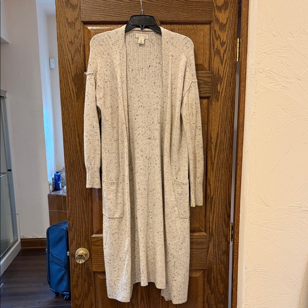 ruby moon Cream Speckled Long Open-Front Cardigan